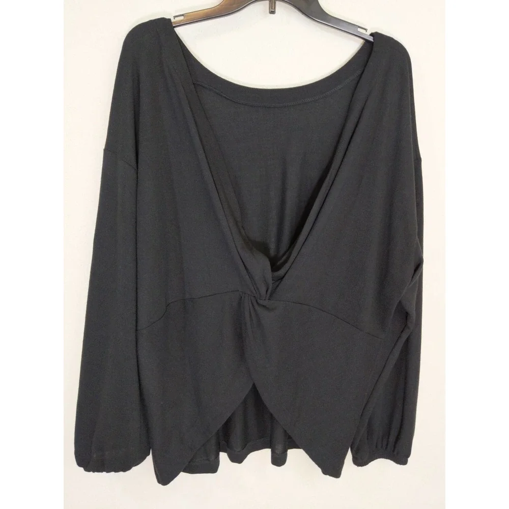 ELOQUII Elements Womens Plus Size Twist Back Sweater Top Black Size‎ 18/20 1X
